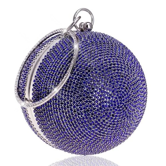 NWT Sparkling Bling Swarovski Crystal Rhinestone Round Ball Purse: Silve… - Picture 10 of 14